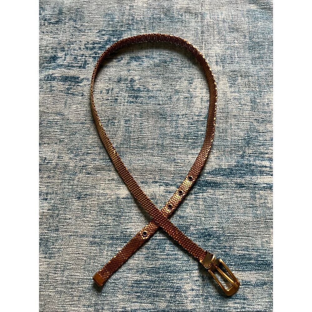 Vintage Gold Tone Brass Fish ScaleโMetal Belt